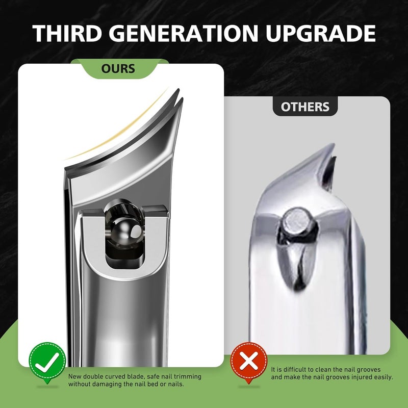 Baluca Slanted Curved Blade Ingrown Toenail Clippers for Thick Toenails, Angled Toe Nail Fingernail Cutter Trimmer for Seniors and Men - Black (Pear Silver) - Image 4